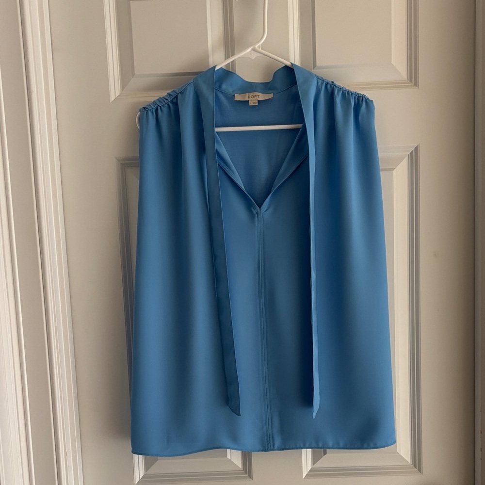 LOFT Light Blue Women's Blouse with Tie